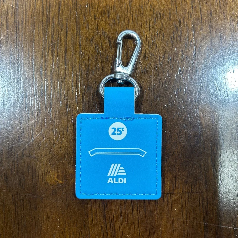 ALDI Quarter Keychain Grand Open Logo Blue, Orange, & Red NEW Carabiner clip NEW